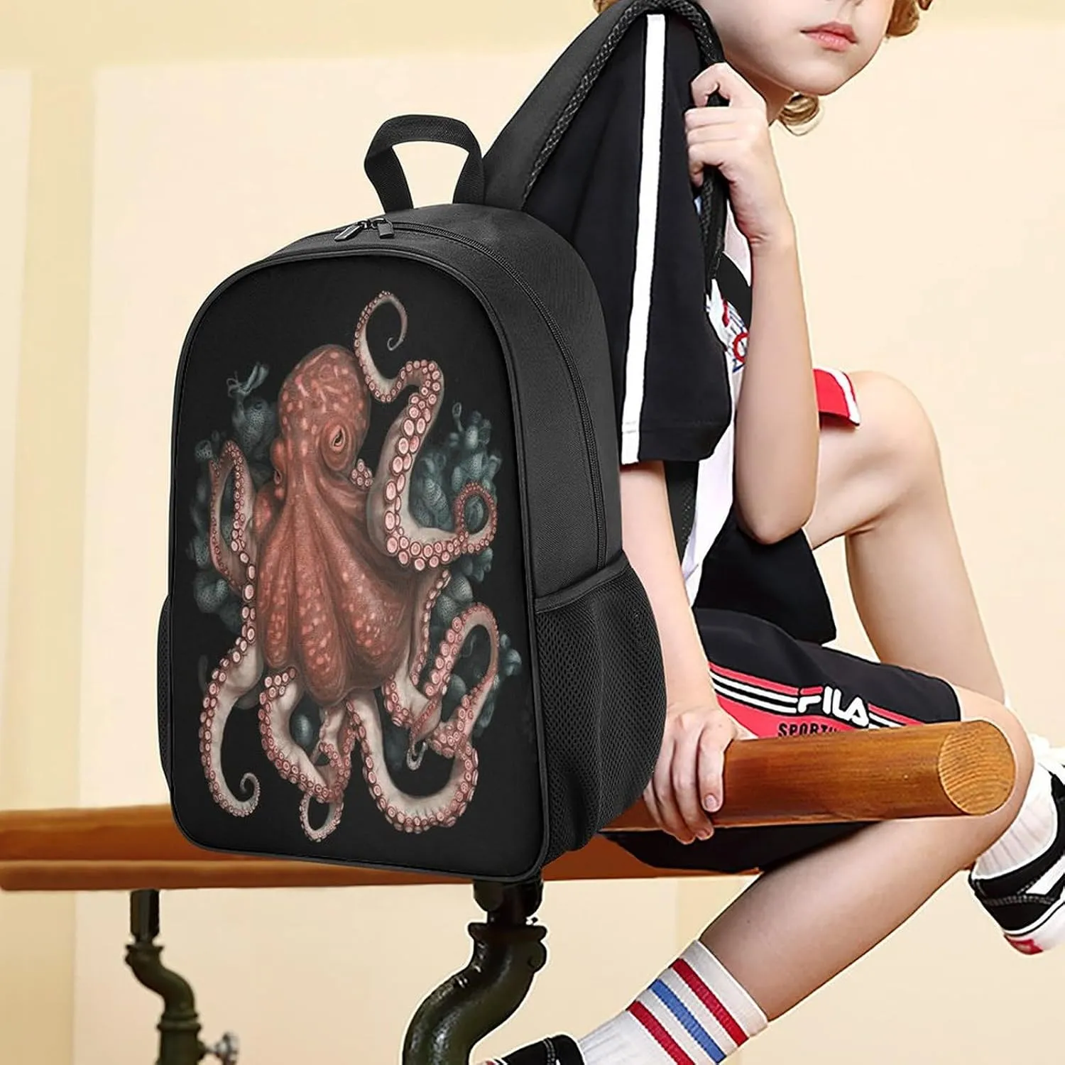 Lightweight Backpacks Cute Travel Bag Durable Octopus Intertwined Printing Small Travel Backpack For Women & Men