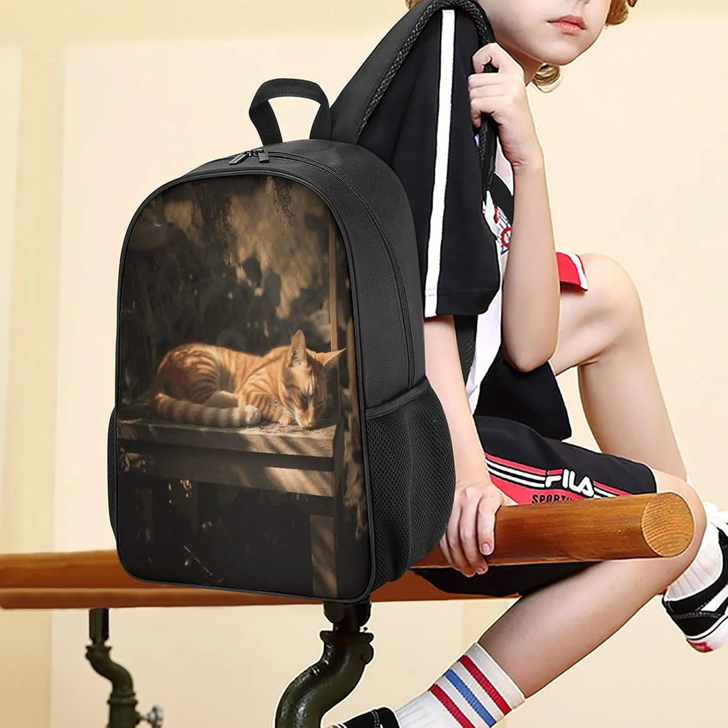 Lightweight Backpacks Cute Travel Bag Durable Orange Pet Sleeping Printing Small Travel Backpack For Women & Men