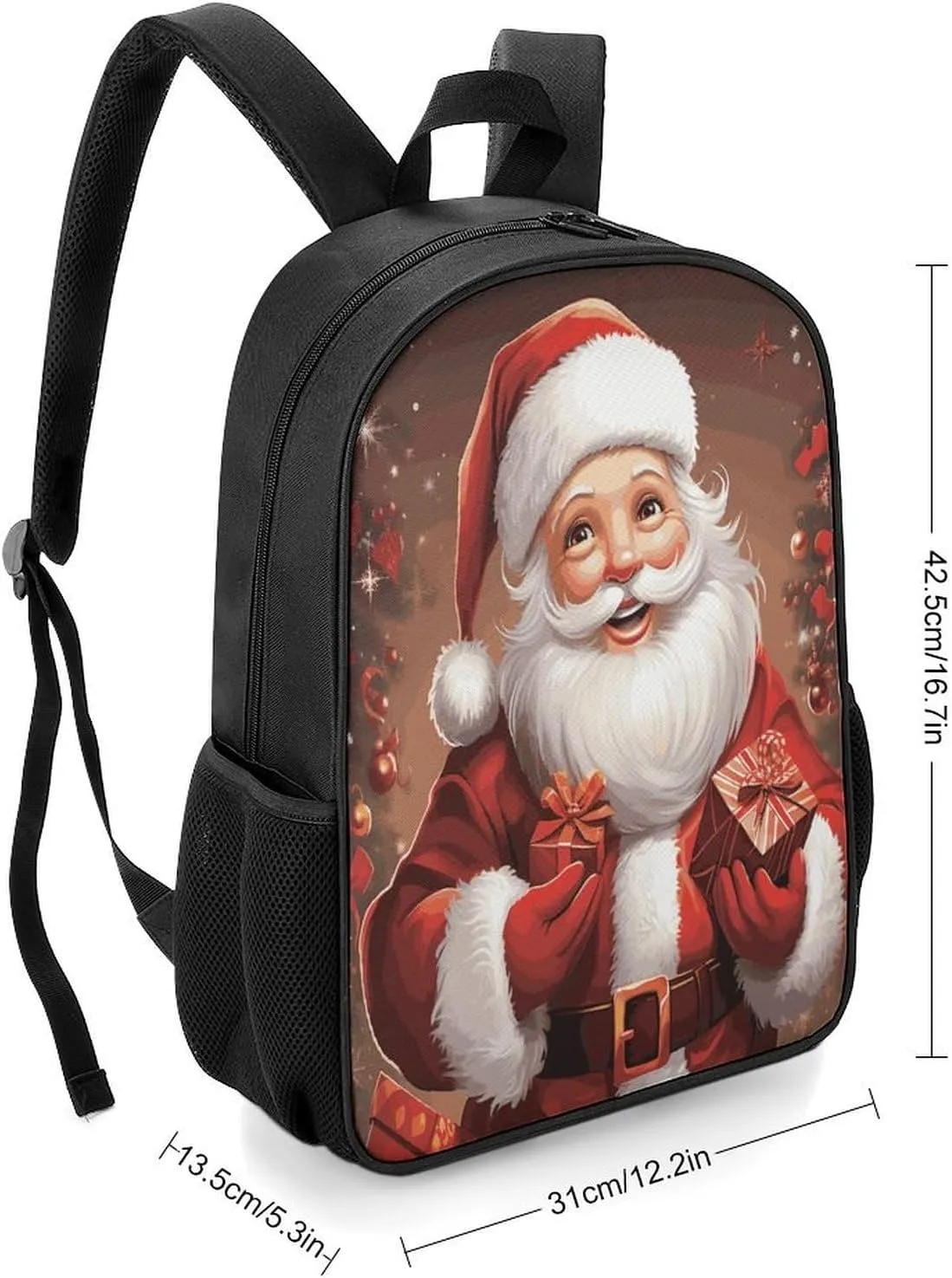 Lightweight Backpacks Cute Travel Bag Durable Santa Claus Xmas Gifts Printing Small Travel Backpack For Women & Men