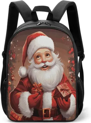 Lightweight Backpacks Cute Travel Bag Durable Santa Claus Xmas Gifts Printing Small Travel Backpack For Women & Men
