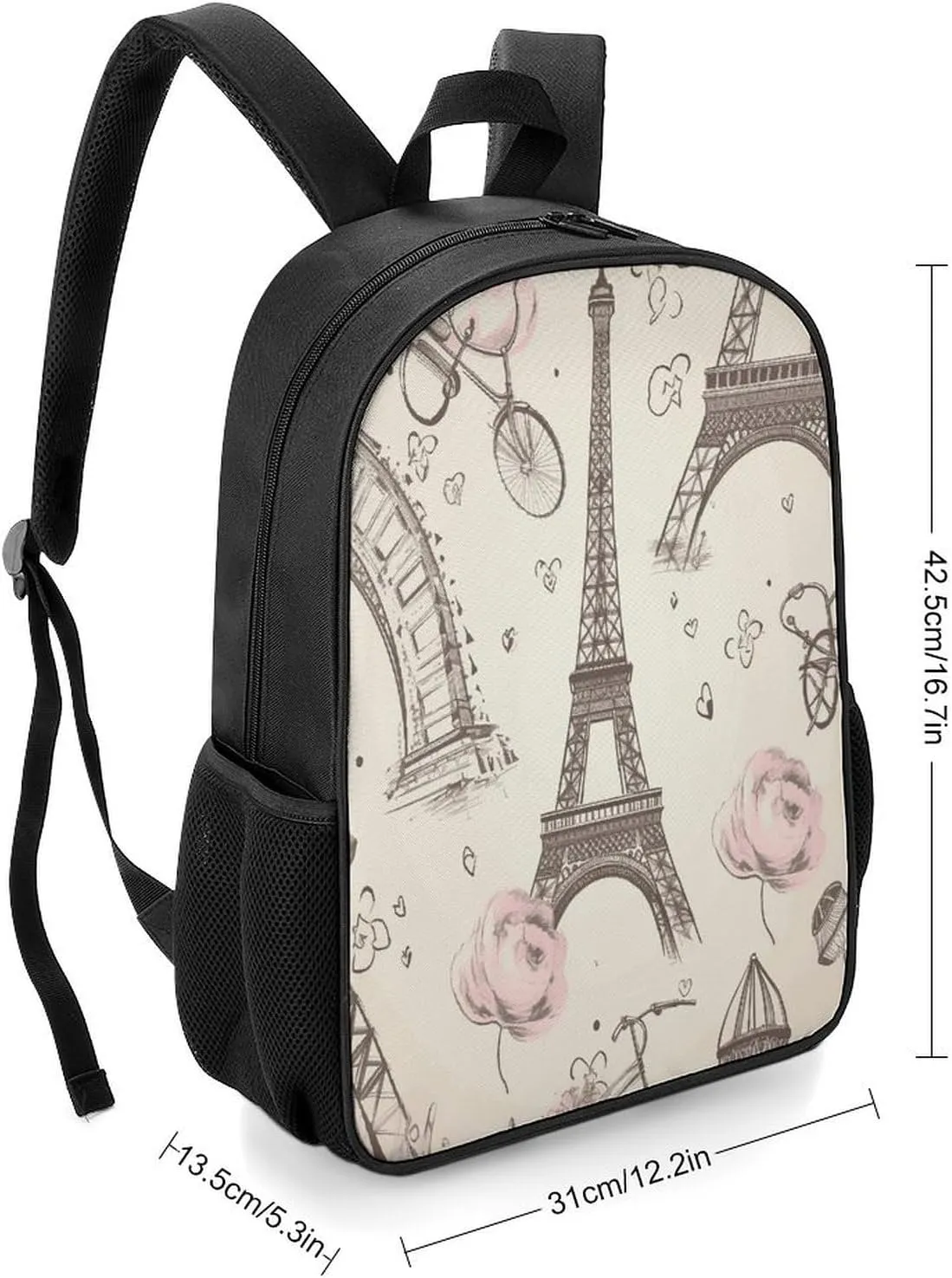 Lightweight Backpacks Cute Travel Bag Durable The Eiffel Tower Printing Small Travel Backpack For Women & Men