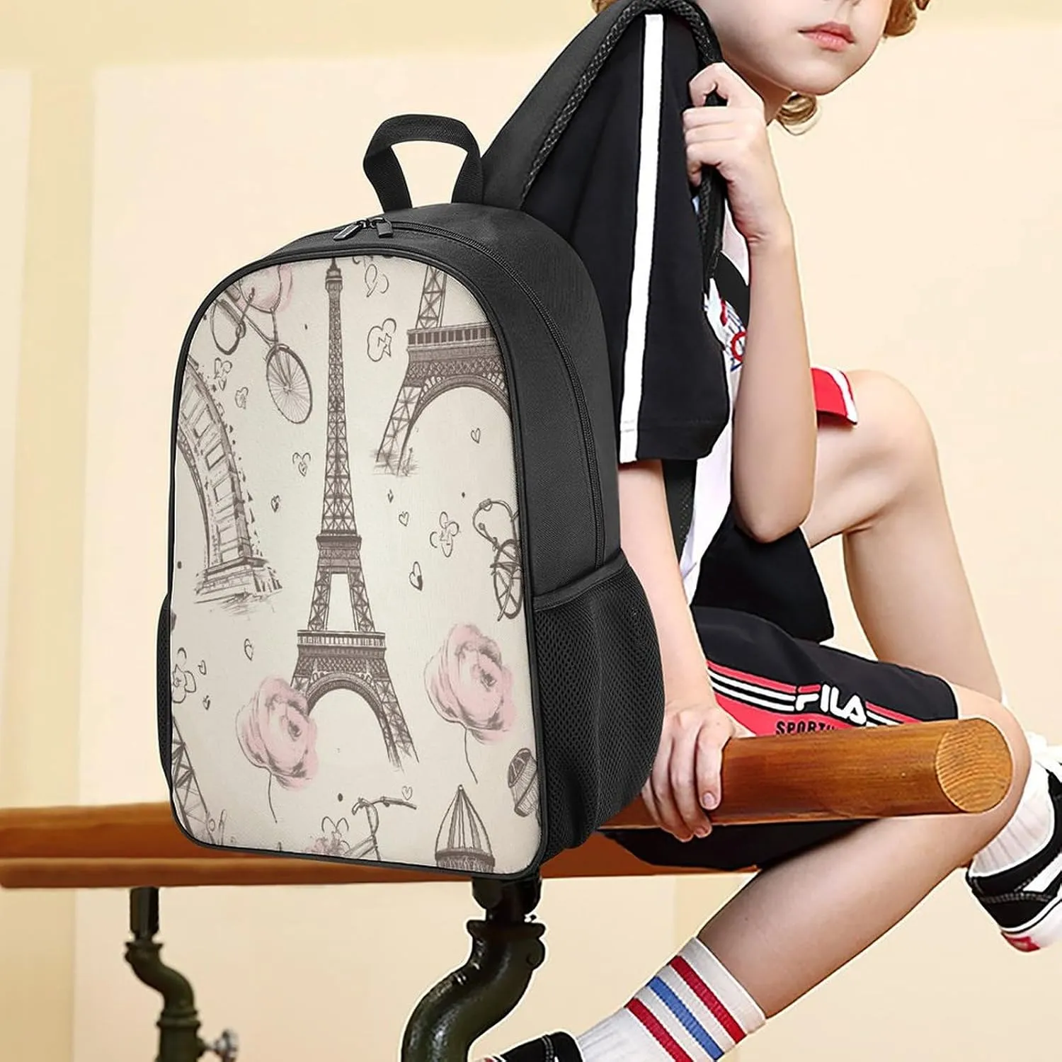 Lightweight Backpacks Cute Travel Bag Durable The Eiffel Tower Printing Small Travel Backpack For Women & Men