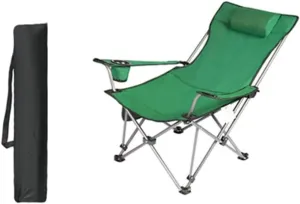 Lightweight Camping Chair Outdoor Folding Chair Portable Lawn Folding Seat Armchair with Cup Holder Pillow and Carry Bag Leisure Recliner Stool Outdoor Hiking (Color : G)
