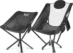 Lightweight Camping Chair, Oversized High Back Folding Camping Chair with Carry Bag [Bundle Sale: 2 Packs- 1 Lightweight Chair 1 Heavy Duty Chair]