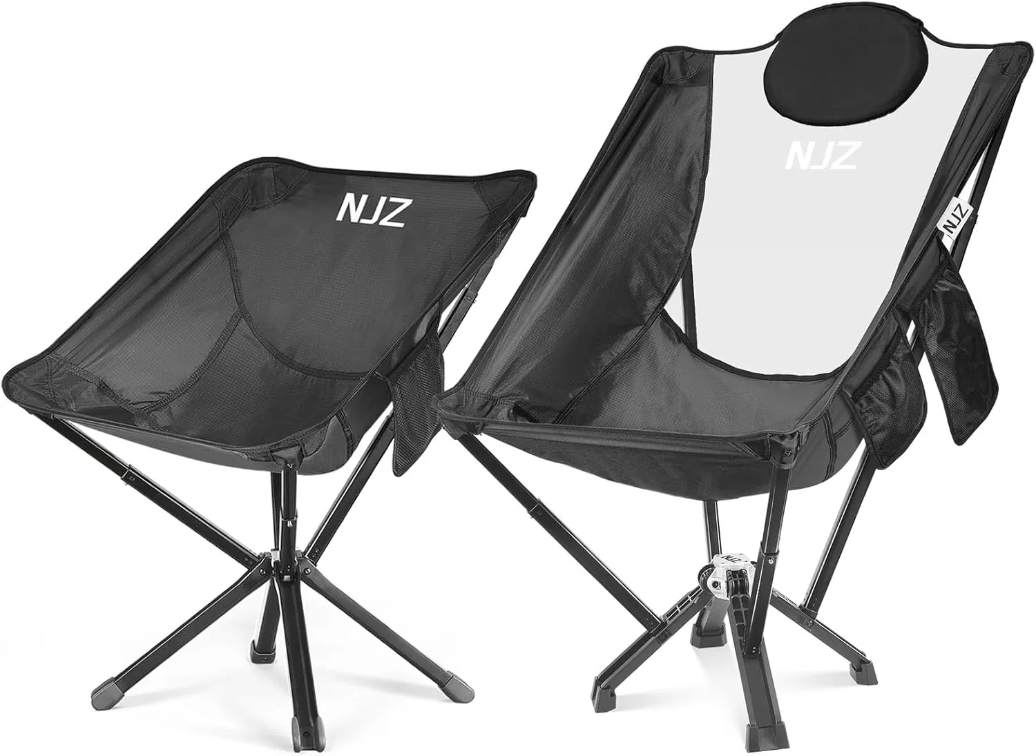 Lightweight Camping Chair, Oversized High Back Folding Camping Chair with Carry Bag [Bundle Sale: 2 Packs- 1 Lightweight Chair 1 Heavy Duty Chair]