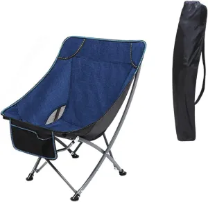 Lightweight Camping Chair Portable Folding Chair with Mesh Side Pocket Backrest Stool Camping Backpacking Chair for Fishing Beach Travel Picnic Outdoor Hiking (Color : Blue)
