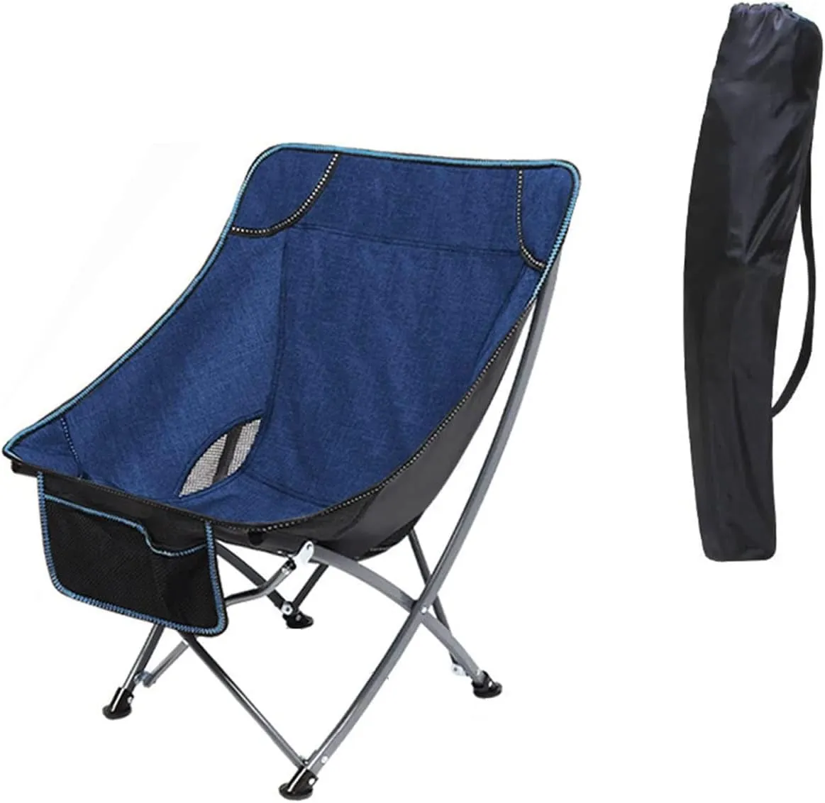 Lightweight Camping Chair Portable Folding Chair with Mesh Side Pocket Backrest Stool Camping Backpacking Chair for Fishing Beach Travel Picnic Outdoor Hiking (Color : Blue)
