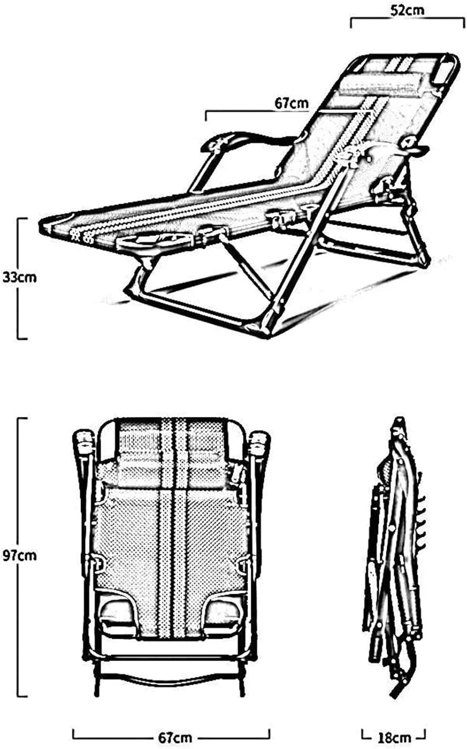 Lightweight Camping Chairs Loungers Folding Chair Deck Chair Recliner,Folding Sun Lounger - Office Sleep Multi-Function Adjustable Back Portable Beach Lazy Chair/a