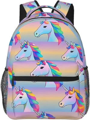 Lightweight Daypack Backpack for Sports Travel Running - Large Capacity Multipurpose Anti-Theft Bookbag, Rainbow Unicorn Art Laptop Backpack Daypack