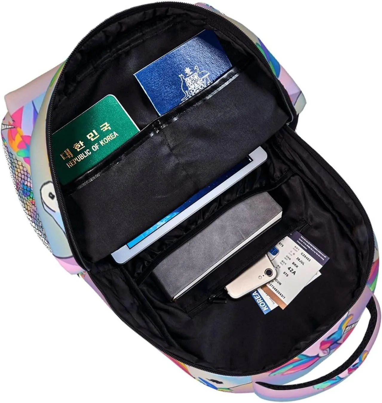 Lightweight Daypack Backpack for Sports Travel Running - Large Capacity Multipurpose Anti-Theft Bookbag, Rainbow Unicorn Art Laptop Backpack Daypack