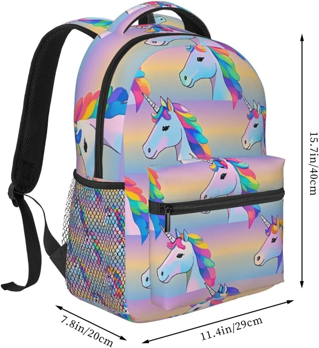 Lightweight Daypack Backpack for Sports Travel Running - Large Capacity Multipurpose Anti-Theft Bookbag, Rainbow Unicorn Art Laptop Backpack Daypack