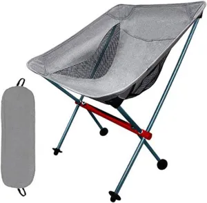 Lightweight Folding Camping Chair, Outdoor Portable Backpacking Chair for Adults, Aluminum Compact Foldable Beach Chairs for Hiking, Fishing, Picnic, Supports 330Lbs,Black (Grey One Size)