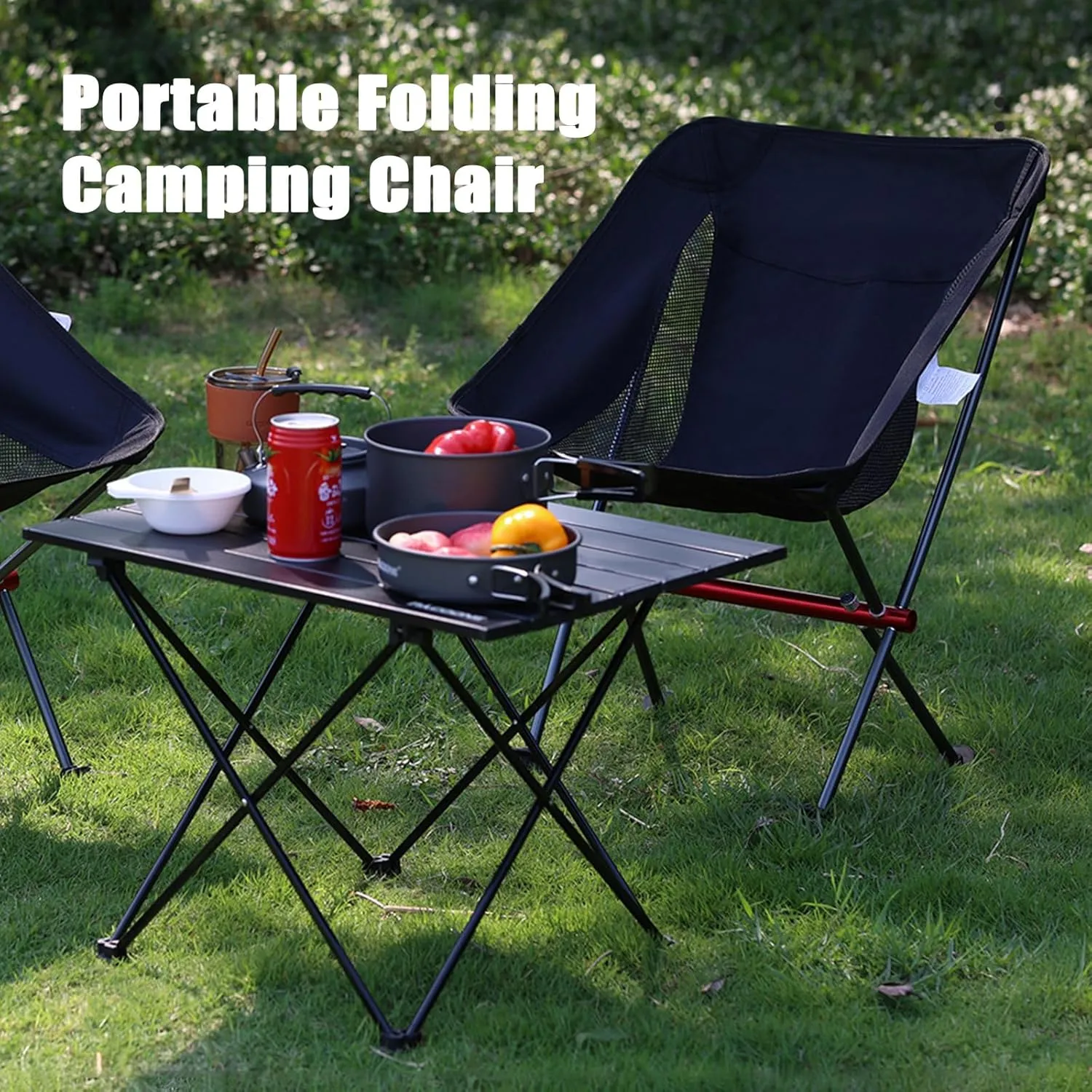 Lightweight Folding Camping Chair, Outdoor Portable Backpacking Chair for Adults, Aluminum Compact Foldable Beach Chairs for Hiking, Fishing, Picnic, Supports 330Lbs,Black (Grey One Size)