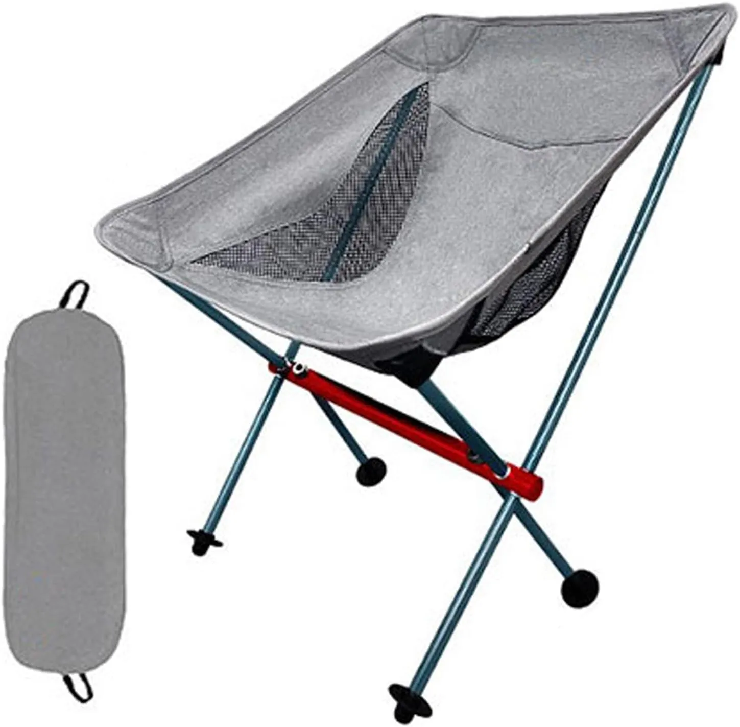 Lightweight Folding Camping Chair, Outdoor Portable Backpacking Chair for Adults, Aluminum Compact Foldable Beach Chairs for Hiking, Fishing, Picnic, Supports 330Lbs,Black (Grey One Size)