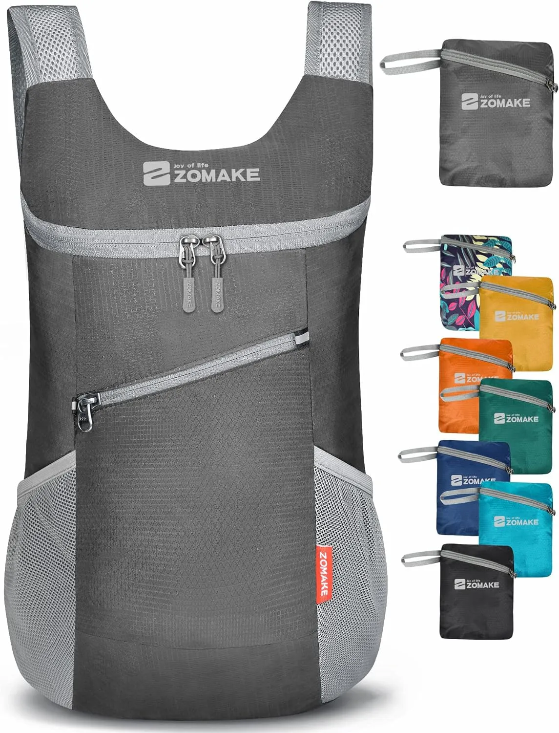 Lightweight Packable Backpack 14L - Foldable Backpack Small Daypack Hiking Backpack Water-Resistant Day Bag for Travel(Medium Grey)