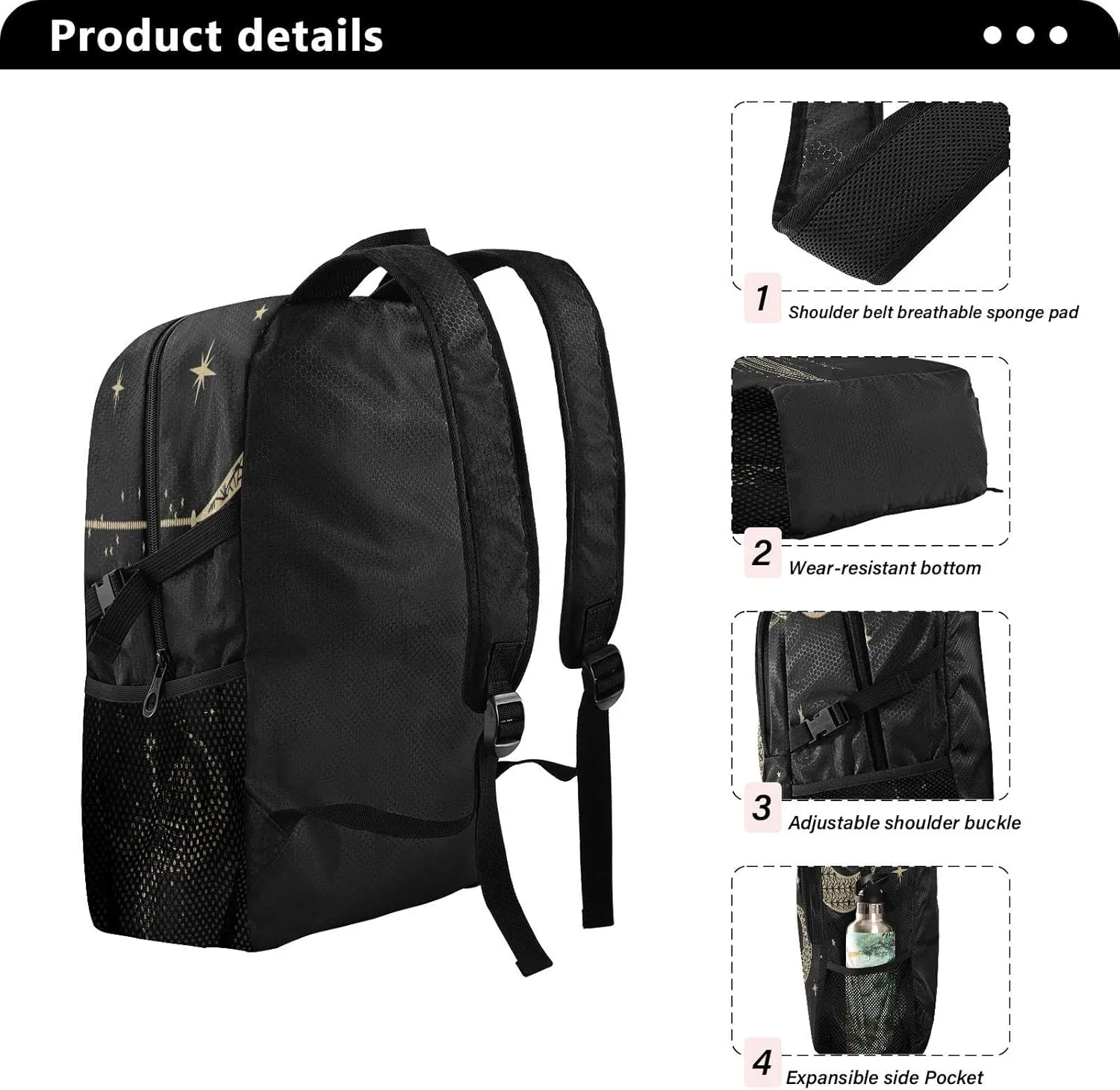 Lightweight Packable Backpack Travel Hiking Daypack Foldable Backpack Sacral Night on Moon for Men Women