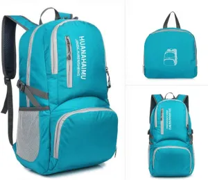 Lightweight Packable Foldable Small Portable 40L Backpack, Travel Trip Camping Hiking Outdoor Sports Backpack City Walking Daypack (Blue green)