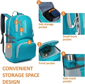 Lightweight Packable Foldable Small Portable 40L Backpack, Travel Trip Camping Hiking Outdoor Sports Backpack City Walking Daypack (Orange)