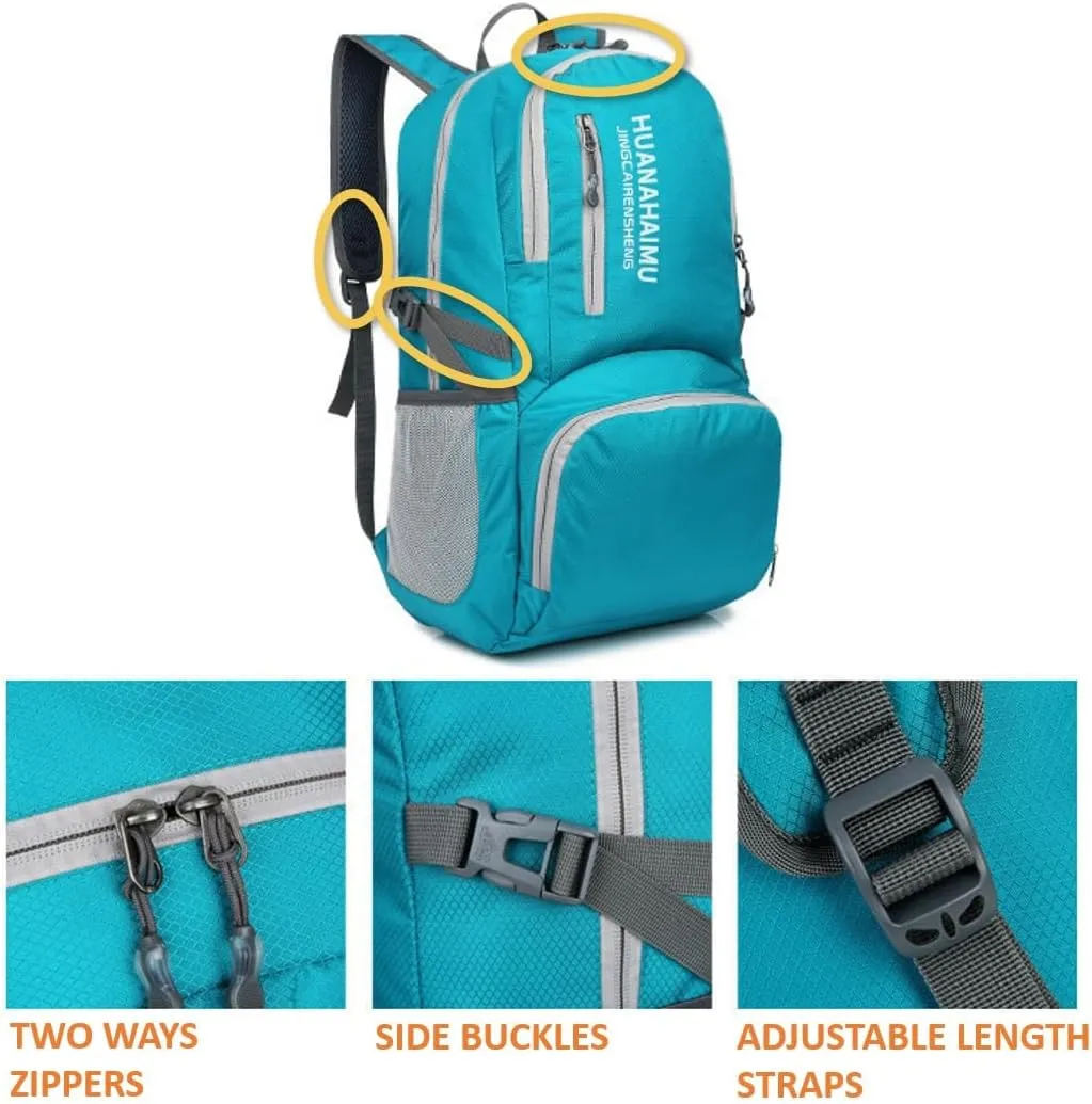 Lightweight Packable Foldable Small Portable 40L Backpack, Travel Trip Camping Hiking Outdoor Sports Backpack City Walking Daypack (Orange)