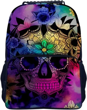 Lightweight Rucksack for Sports Travel Running - Big Capacity Multipurpose Anti-Theft Bookbag, Indain Mandala Sugar Skull Art Travel and Sport Backpack Rucksack