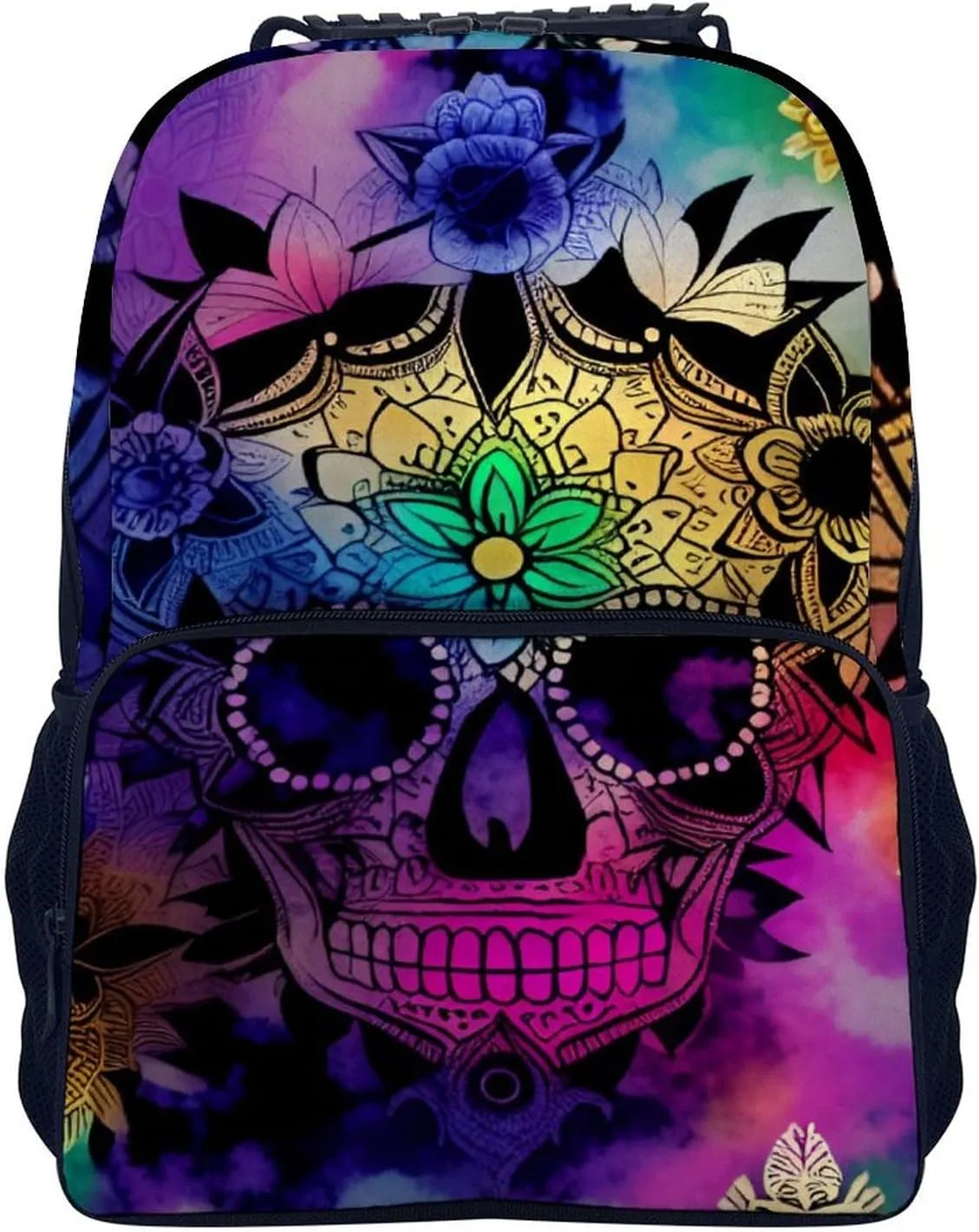 Lightweight Rucksack for Sports Travel Running - Big Capacity Multipurpose Anti-Theft Bookbag, Indain Mandala Sugar Skull Art Travel and Sport Backpack Rucksack