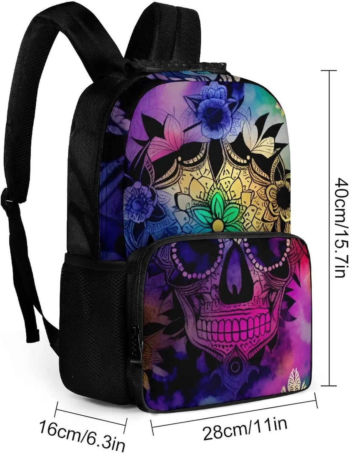Lightweight Rucksack for Sports Travel Running - Big Capacity Multipurpose Anti-Theft Bookbag, Indain Mandala Sugar Skull Art Travel and Sport Backpack Rucksack