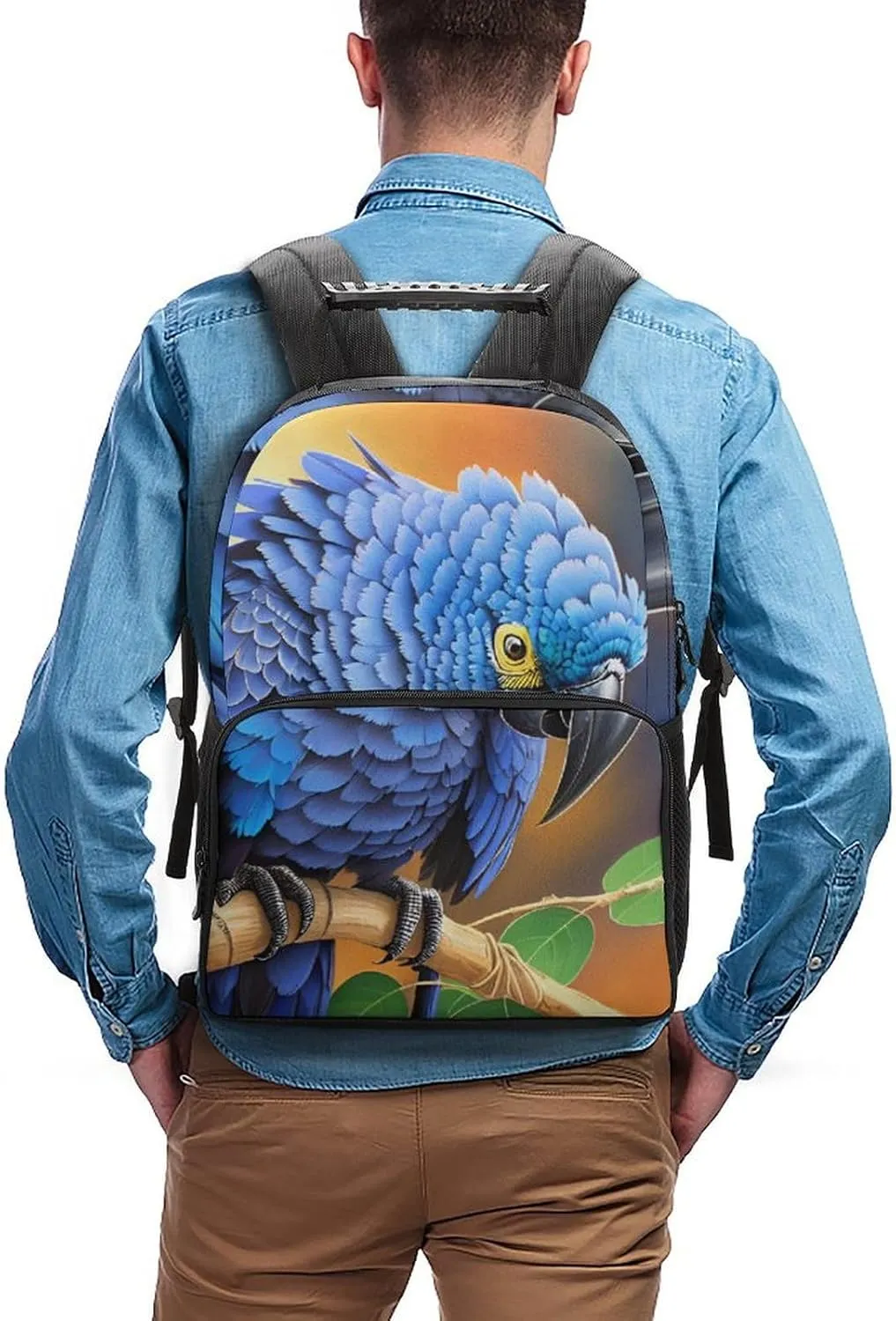 Lightweight Rucksacks for Camping Picnic Walking Cycling - Large Capacity Multipurpose Anti-Theft Carry On Bag, Hyacinth Macaw Art Travel Hiking & Camping Rucksack