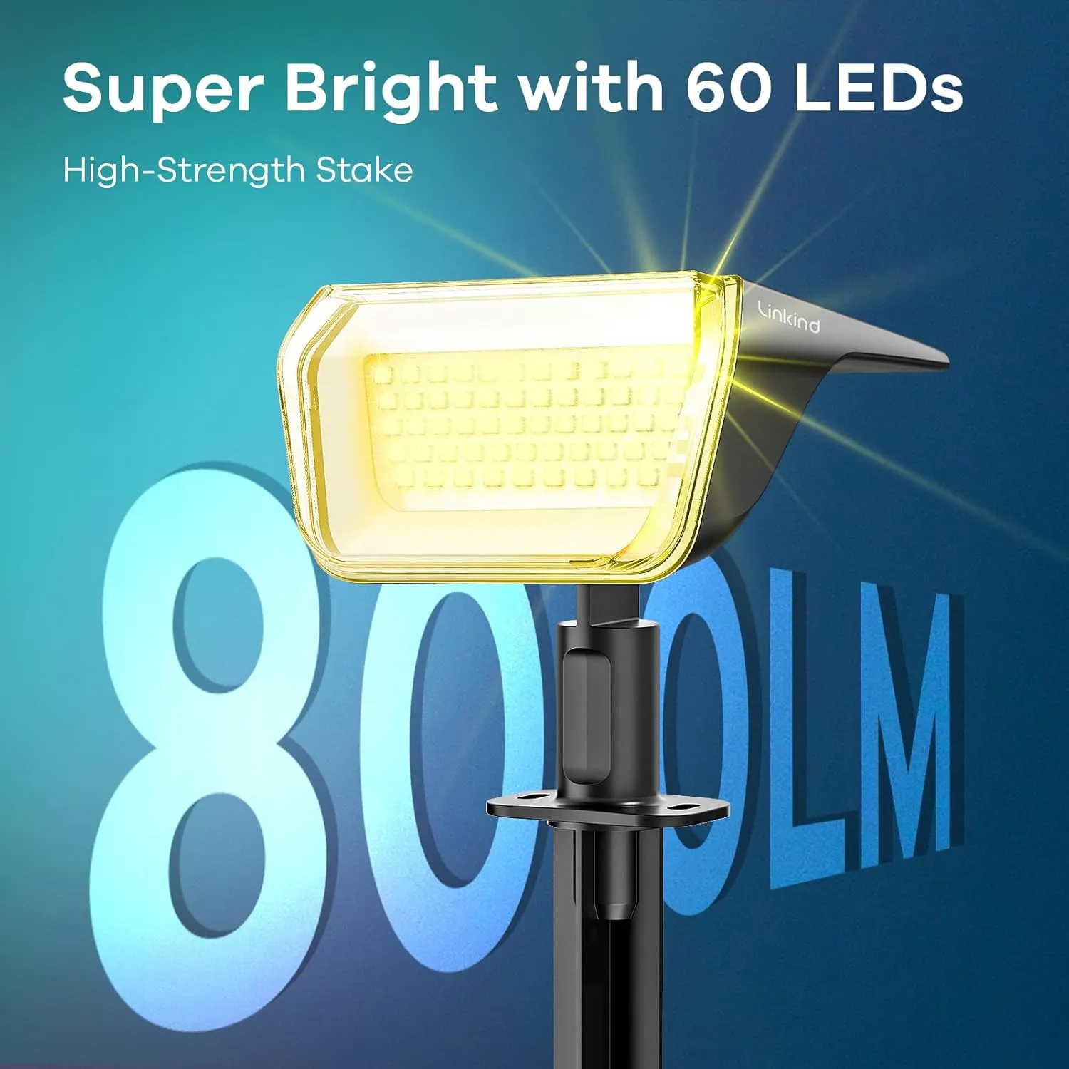 Linkind Solar Spot Lights Outdoor, 60 LEDs Solar Landscape Lights with 30% Conversion Rate and Waterproof IP67, Ideal for Outside, Garden, Yard, Pathway (6 Pack, Warm White)