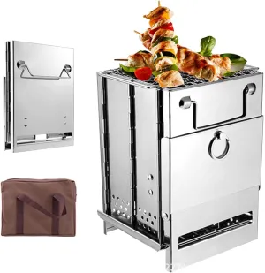 Little BBQ Grill,Portable Grill Stove,Backpacking Stove,Folding Stainless Steel Grill,Sturdy,for Outdoor Camping Hiking Cooking Picnic