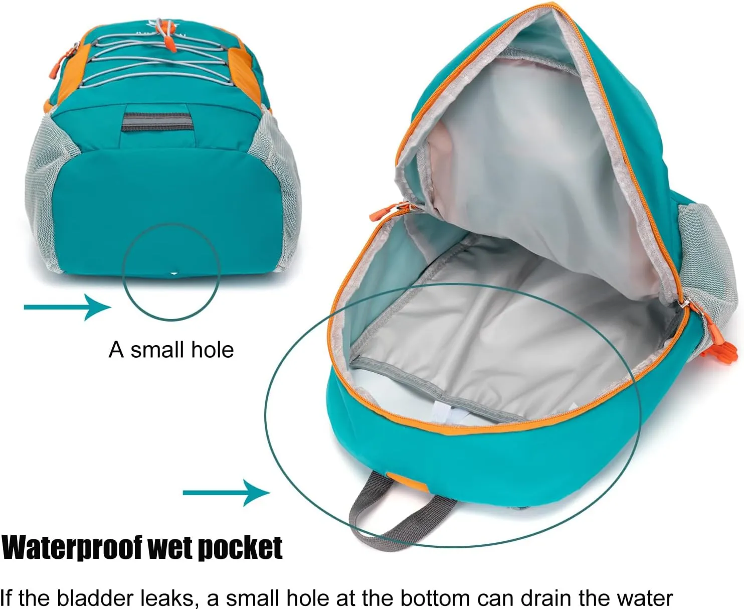 Little Kids Hiking Backpack for Boys or Girls, Small Daypack for Camping or Travel (Teal blue, Small)