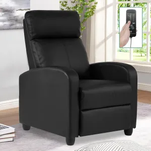 Living Room Recliner Chair Modern Reclining Easy Lounge Winback Single Sofa Reading Chair PU Leather Home Theater Seating Massage Adjustable Accent Armchair w/ Thick Seat Cushion & Backrest, Black