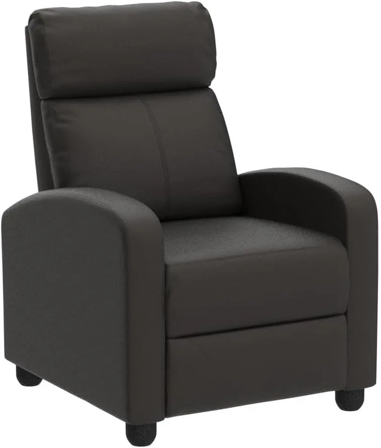Living Room Recliner Chair Modern Reclining Easy Lounge Winback Single Sofa Reading Chair PU Leather Home Theater Seating Massage Adjustable Accent Armchair w/ Thick Seat Cushion & Backrest, Brown