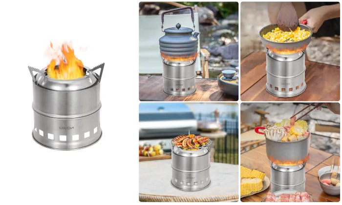 Lixada Portable Stainless Steel Lightweight Wood Stove