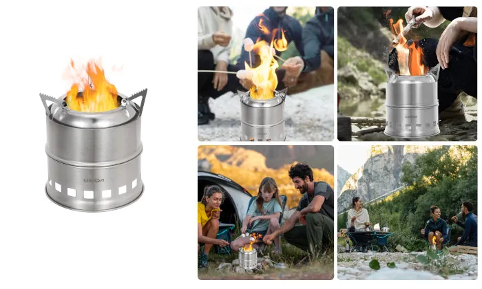 Lixada Portable Stainless Steel Lightweight Wood Stove