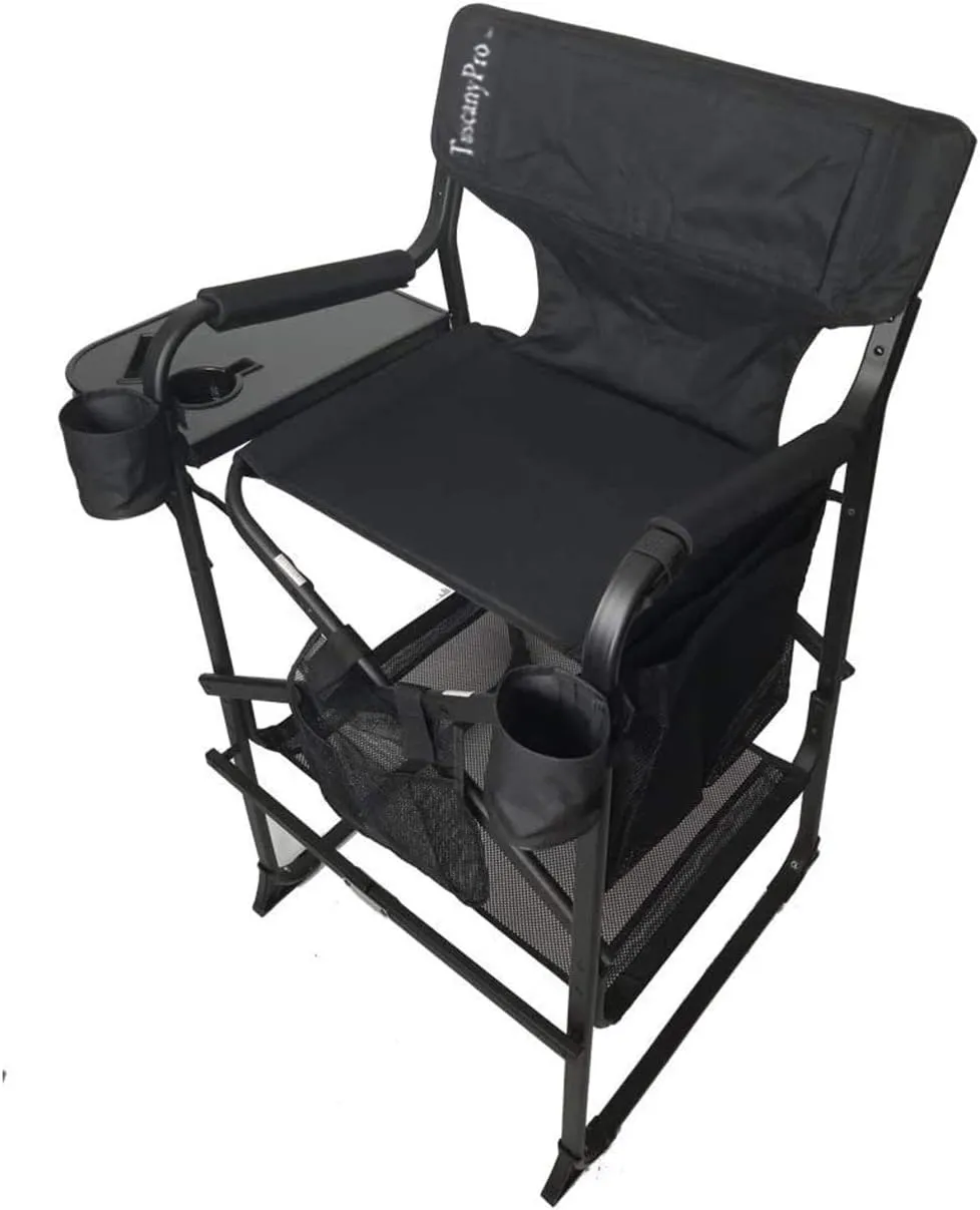 Logo Placement Included-TuscanyPro Portable Heavy-Duty Tall Director Chair - Perfect for Events - 29 Inch Seat Height - 10 Years Warranty - US Patented