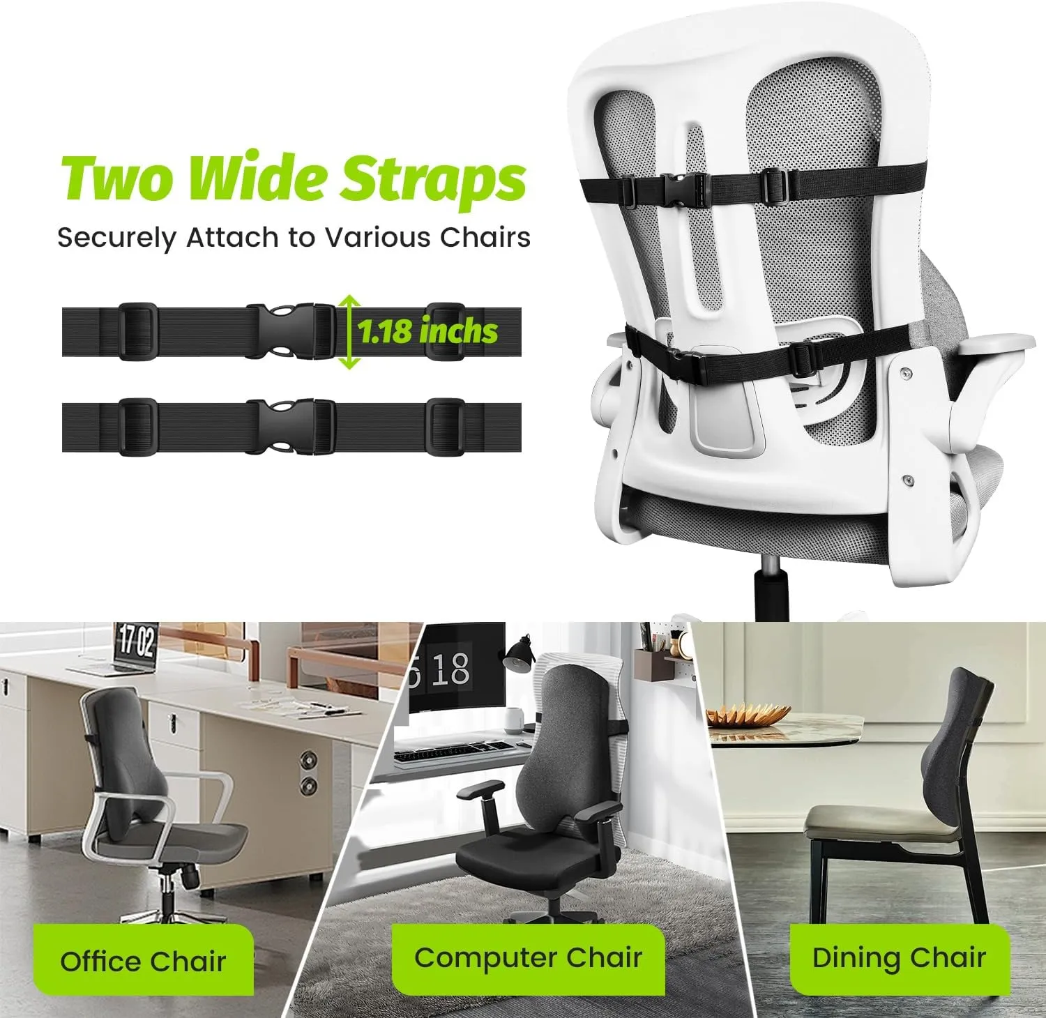 Long Back Support for Office Chair Fully Support Entire Back for Comfort,Pain Relief and Posture Improved- Memory Foam Lumbar Support Pillow for Office Chair,Recliner