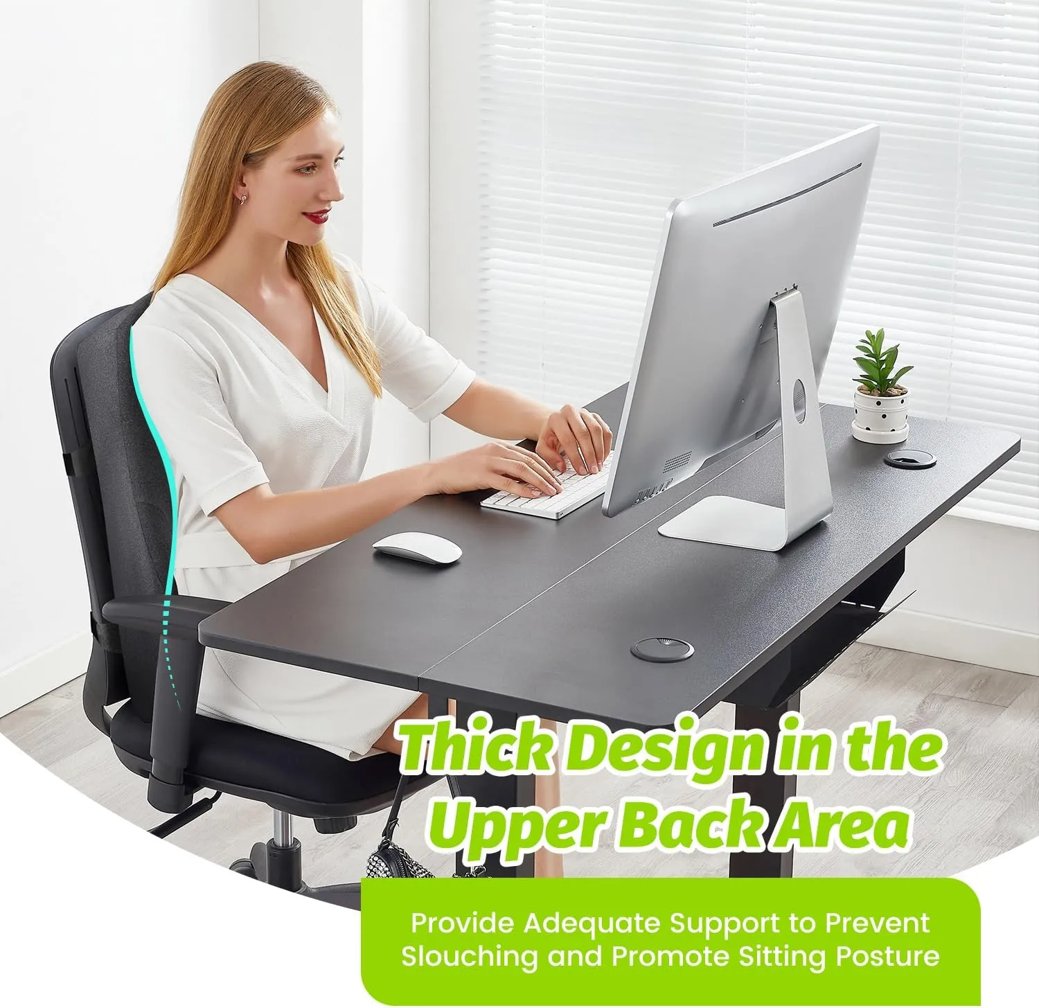 Long Back Support for Office Chair Fully Support Entire Back for Comfort,Pain Relief and Posture Improved- Memory Foam Lumbar Support Pillow for Office Chair,Recliner