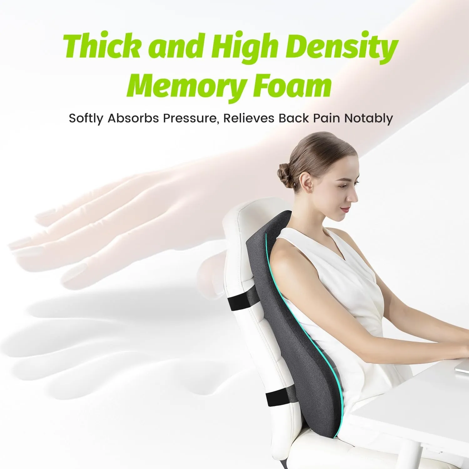 Long Back Support for Office Chair Fully Support Entire Back for Comfort,Pain Relief and Posture Improved- Memory Foam Lumbar Support Pillow for Office Chair,Recliner