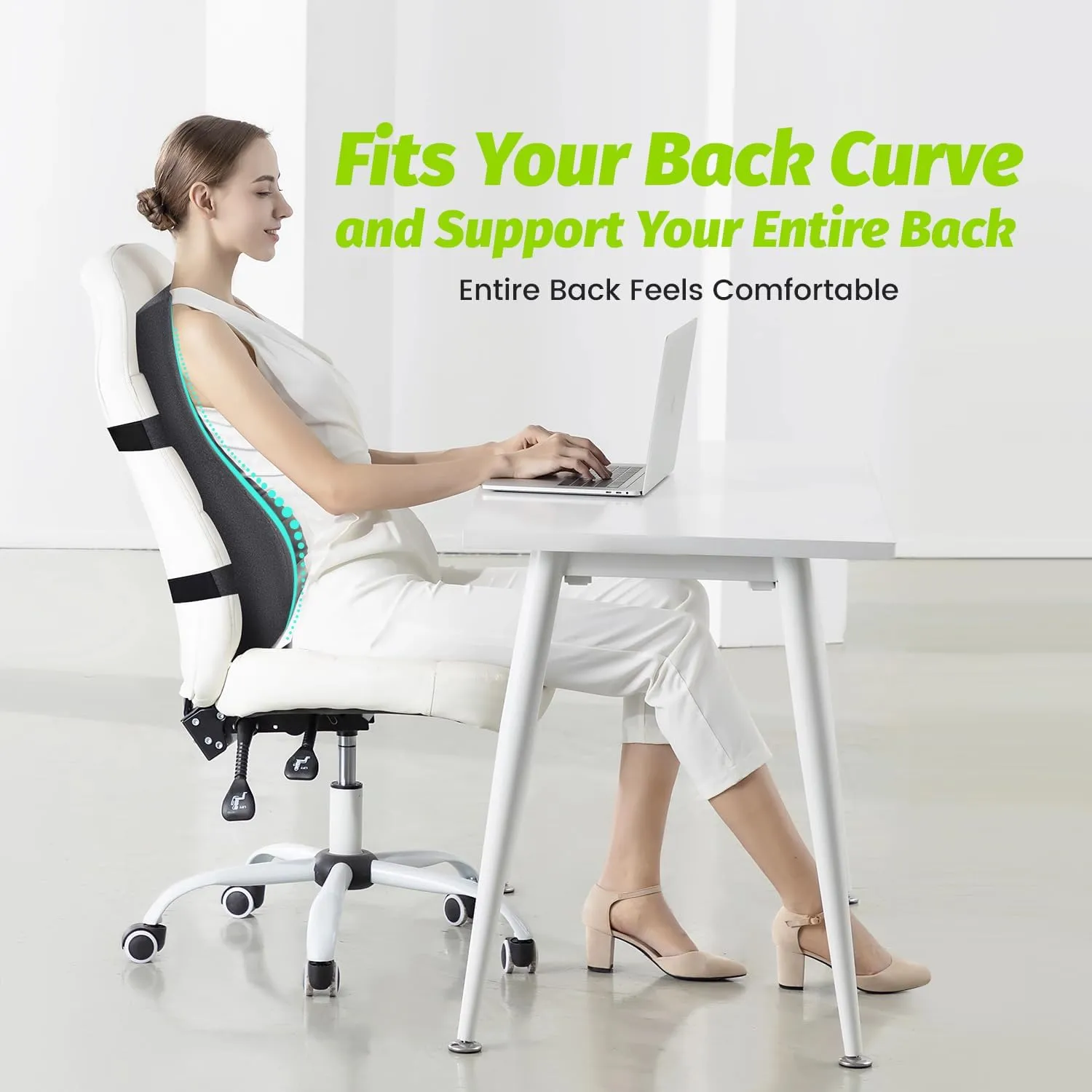 Long Back Support for Office Chair Fully Support Entire Back for Comfort,Pain Relief and Posture Improved- Memory Foam Lumbar Support Pillow for Office Chair,Recliner