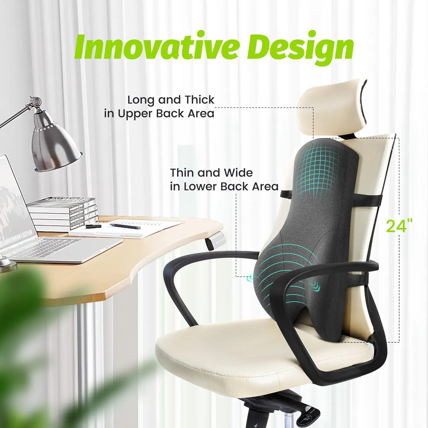 Long Back Support for Office Chair Fully Support Entire Back for Comfort,Pain Relief and Posture Improved- Memory Foam Lumbar Support Pillow for Office Chair,Recliner