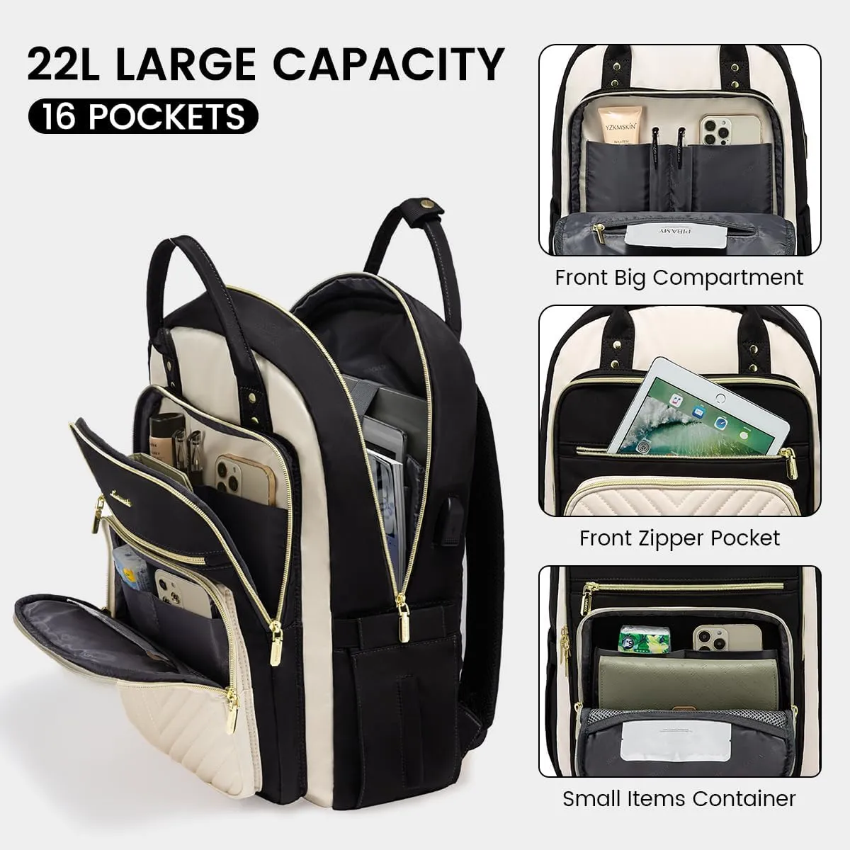 LOVEVOOK 15.6 Inch Laptop Backpack for Women,Fashion Work Travel Backpack,Waterproof Day Pack Purse for Teacher Nurse