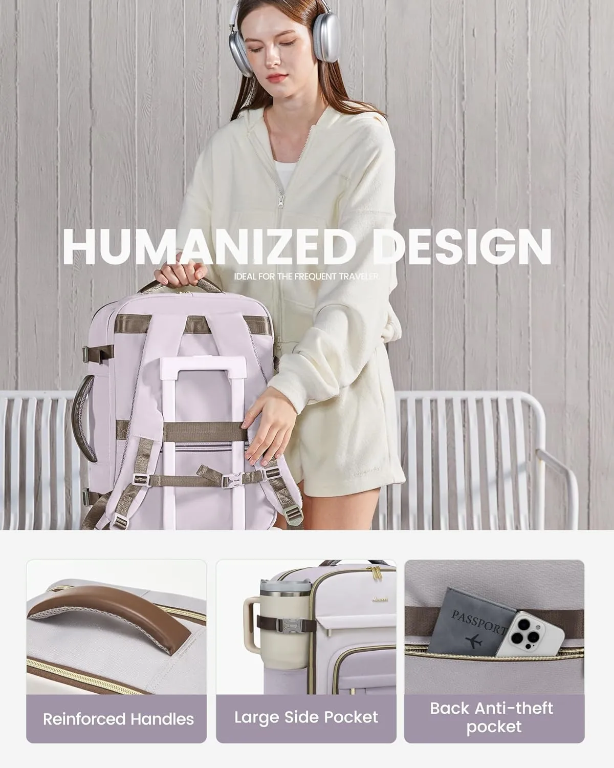 LOVEVOOK 40L Travel Backpack for Women & Men - 17.3 Inch Carry On Backpack & Personal Item Backpack for Airlines, Spacious and Durable Design, with 3 Packing Cubes