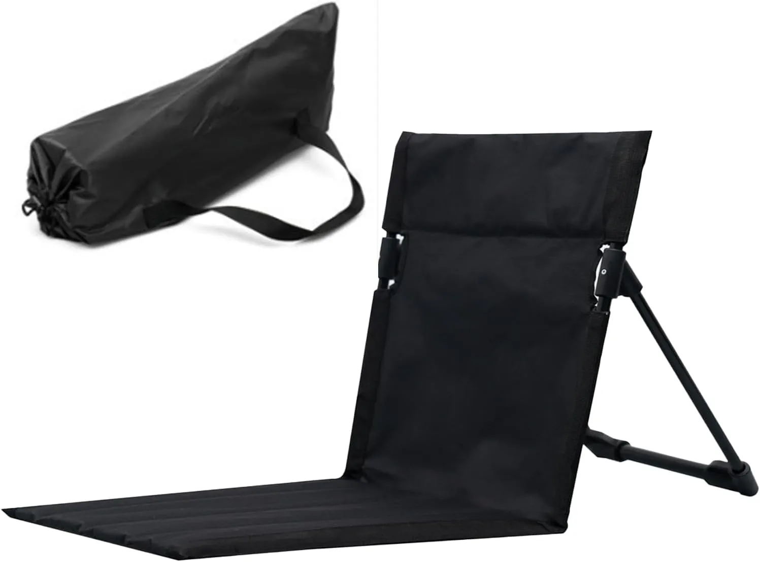 Low Beach Chair for Adults, Folding Outdoor Camping Chair with Storage Bag, Lightweight Beach Camping Chair for Fishing Hiking Barbecues Black