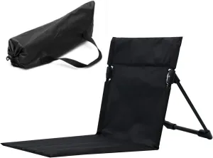 Low Beach Chair for Adults, Folding Outdoor Camping Chair with Storage Bag, Lightweight Beach Camping Chair for Fishing Hiking Barbecues Black