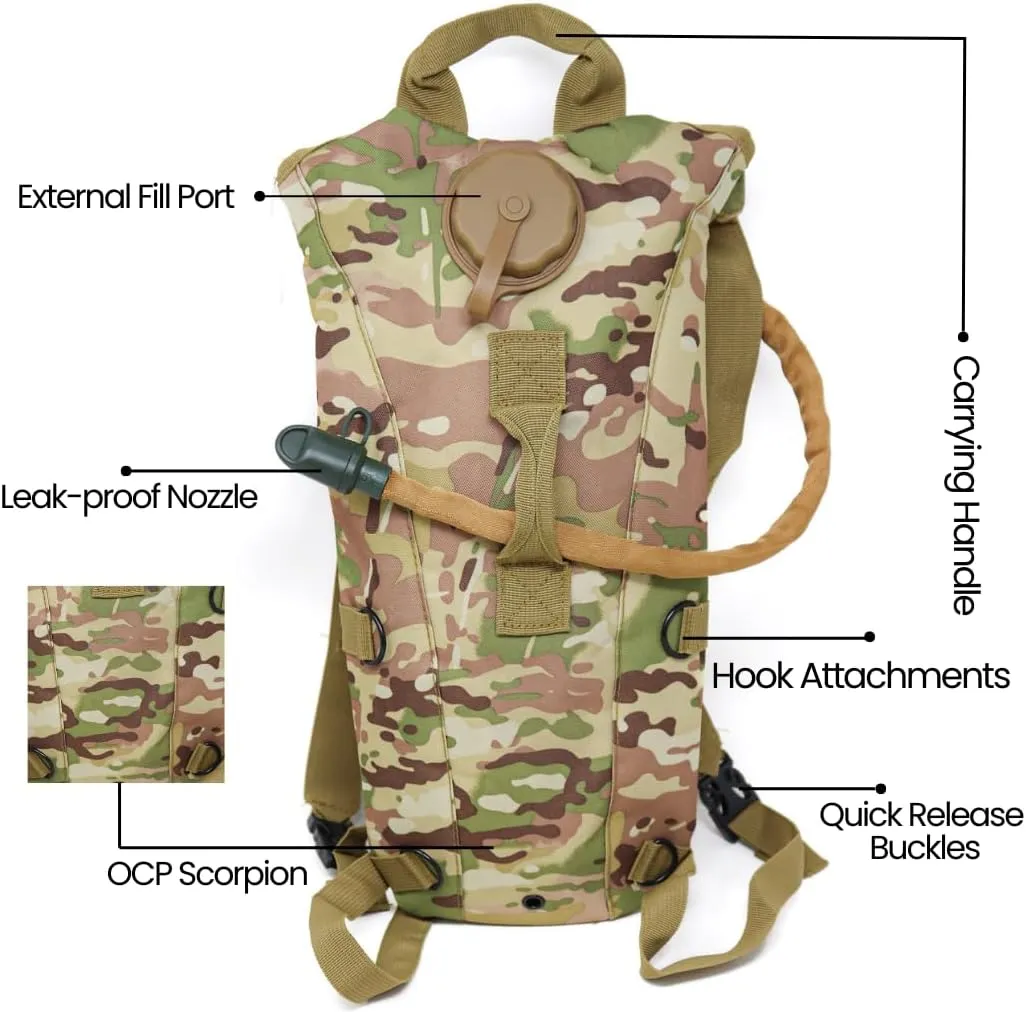 M MCGUIRE GEAR Hydration Backpack, with 3L/100 oz. Hydration Pack, Water-Resistant Nylon Hiking Pack with Water Bladder for Running, Cycling, and Biking
