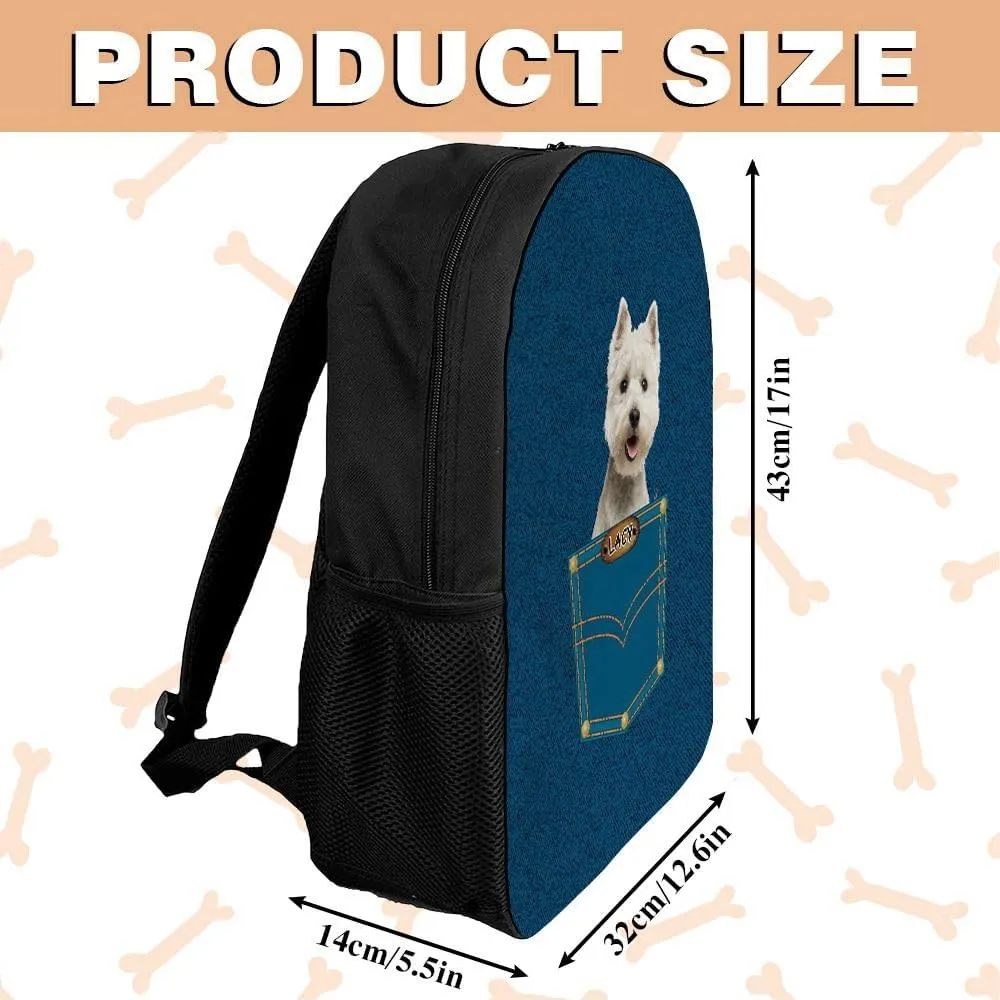 Maine Cooncat Backpack Bookbag Custom Blue Jeans Print Daypack Laptop Bag for Work Travel Hiking 17 Inch Lightweight
