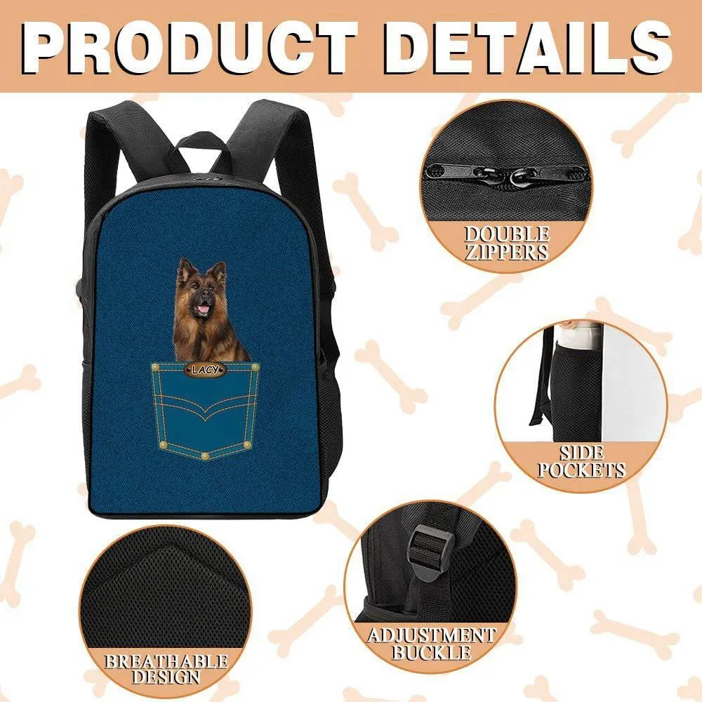 Maine Cooncat Backpack Bookbag Custom Blue Jeans Print Daypack Laptop Bag for Work Travel Hiking 17 Inch Lightweight