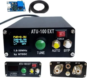 Malahit ATU-100 EXT Antenna Tuner 1.8-50MHz atu100 by N7DDC 7x7 0.96 Inch OLED 3.2 Firmware Programmed with Housing Assembled Machine with USB Cable（No Battery）