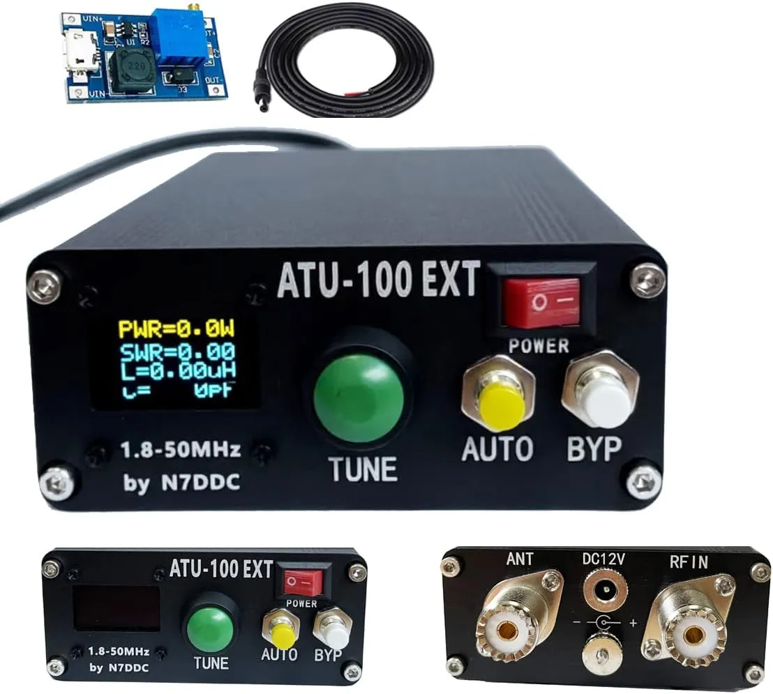 Malahit ATU-100 EXT Antenna Tuner 1.8-50MHz atu100 by N7DDC 7x7 0.96 Inch OLED 3.2 Firmware Programmed with Housing Assembled Machine with USB Cable（No Battery）