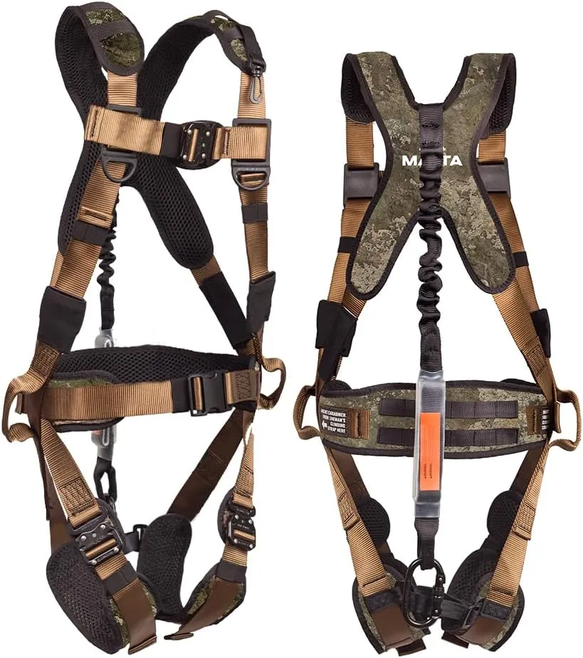 Malta Hunting Safety Hunter's Elite Safety Harness Set with Climbing Strap, Tree Strap, Deer Drag/Suspension Relief Strap